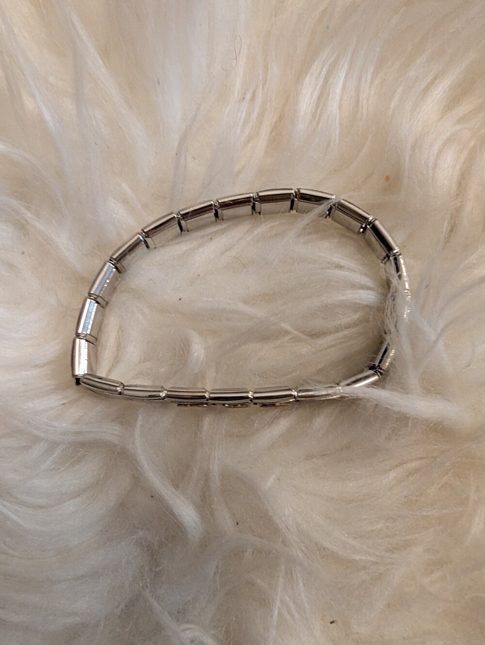 Silver Tube Bead Stretch Bracelet